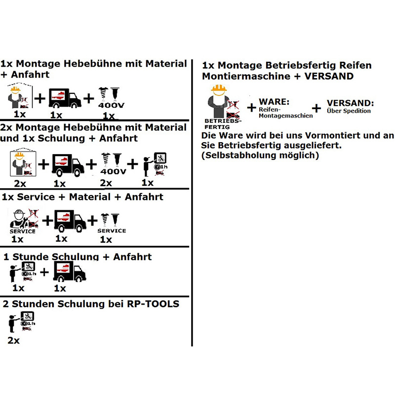 Ferrures de montage - levage hydraulique 2 post RP-R-6253B2, RP-R-6254B2, RP-R-6213B2, RP-R-6214B2 (sans appareil de pressage)