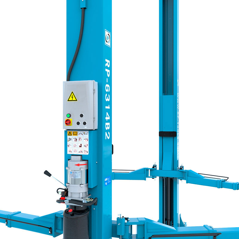 Hydraulic 2-post lift - OV 4.0 t, 230/400 V, H: 5.00 m - RP-6314B2