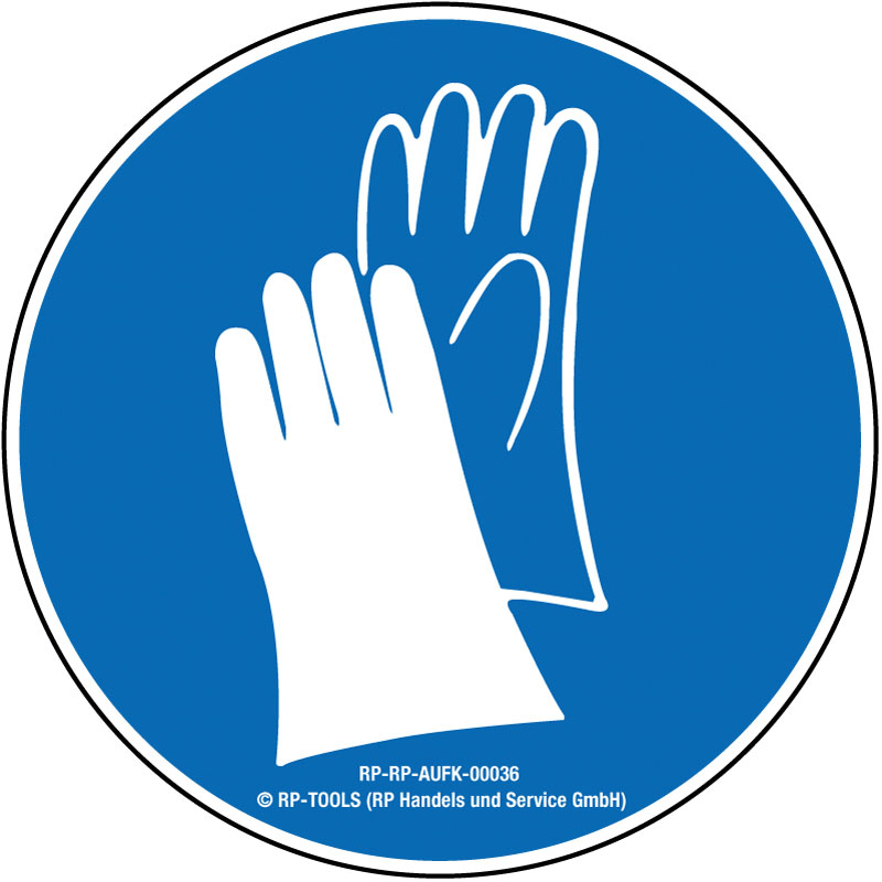 Aufkleber universal "Handschuhe tragen" Ø: 60 mm