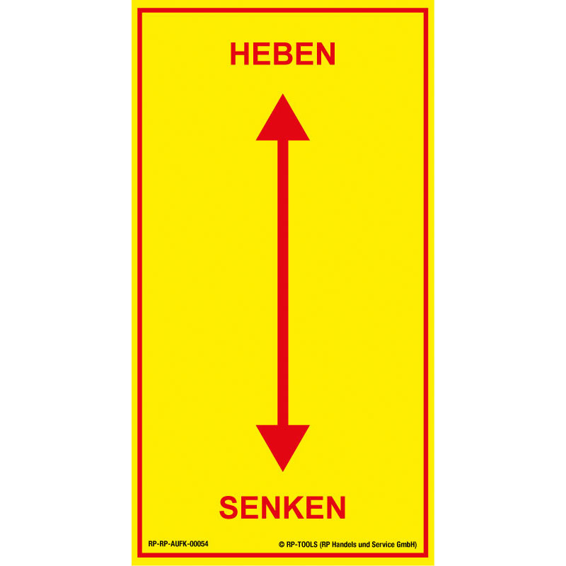 Aufkleber universal "Heben-Senken" ca. 69 x 129 mm