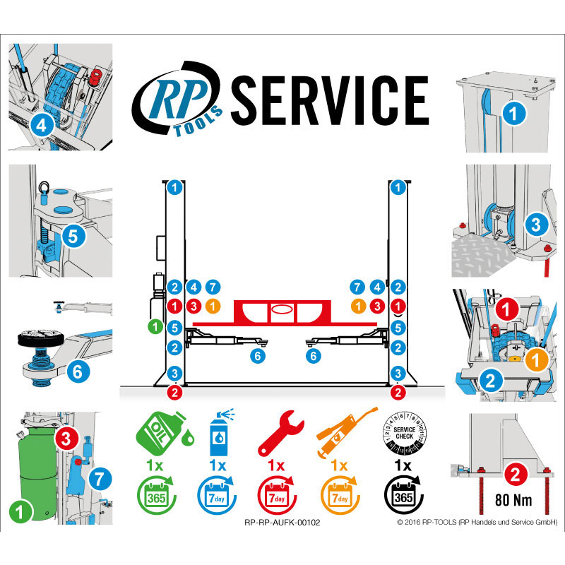 Sticker lift &quot;Service&quot; RP-6150B2 400 V approx. 170 x 150 mm
