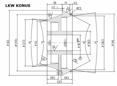 LKW Adapter Konuse f&uuml;r Wuchtmaschine Welle 40 mm