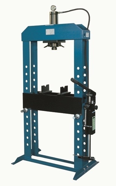 Workshop press hydraulic press, standing, 15 t, manual: hand & foot operated, movable piston, industry quality, Made in EU