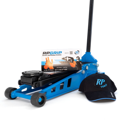 Car jack 3 tons extra flat, package with RP-TOOLS Cap incl. RP-Grip gloves FOR FREE - SUPER DEAL