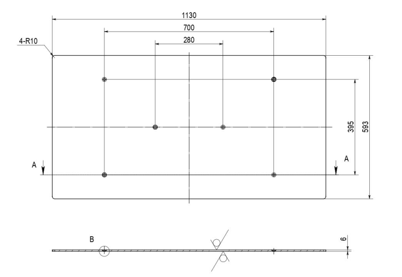 Grundplatte Plattform Achsvermessung 1130 x 593 x 6 mm für Scherenbühnen für Achsvermessung RP-8250B2