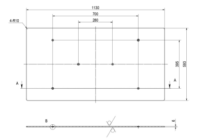 Plaque de base Plate-forme de g&eacute;om&eacute;trie 1130 x 593 x 6 mm pour plateformes &agrave; ciseaux pour g&eacute;om&eacute;trie RP-8250B2