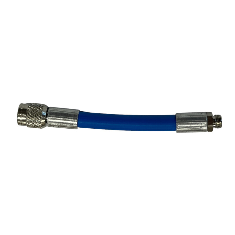 Filling hose 14 cm (blue) for R134a