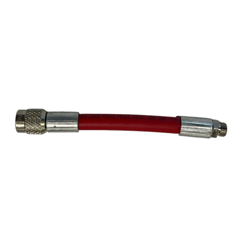 Filling hose 14 cm (red) for R134a