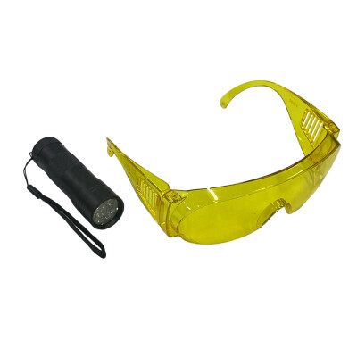 Lampe de d&eacute;tection de fuites UV avec lunettes de protection UV Lunettes de d&eacute;tection de fuites pour syst&egrave;mes de climatisation automobile