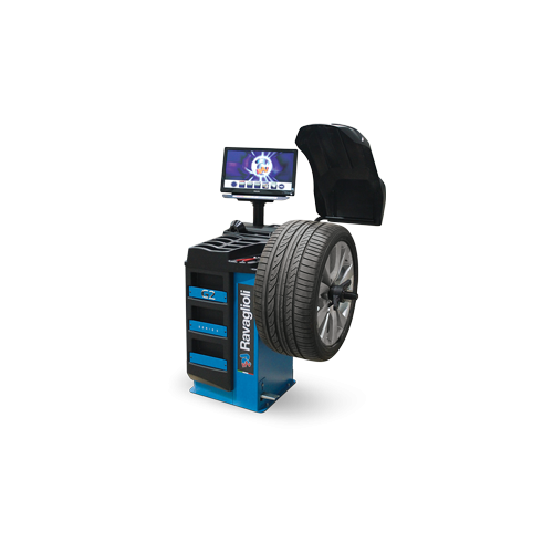 Auswuchtmaschine Reifen vollaut., mit Messarm, LCD-Display, 230 V, 10-26 Zoll RAV G3.150WS+GAR301 | Ravaglioli