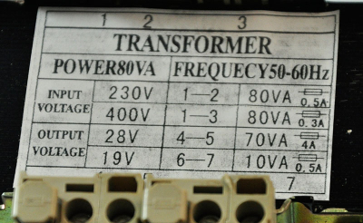 Transformateur 80VA 230/400V 19V 28V RP-8501, RP 8504A, RP-8504AY