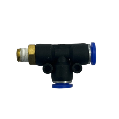 Push-in fitting T pneumatic 1 x 8 mm - 1 x AG 1/8 inch - 1 x 8 mm
