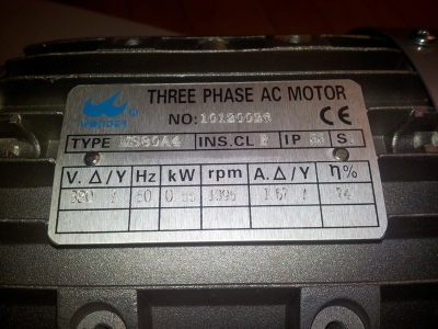 Electric motor 0.55 kW, 3 PH, 230/400 V MS80A4B3 for tire changer RP-U221P, RP-U221AP,...