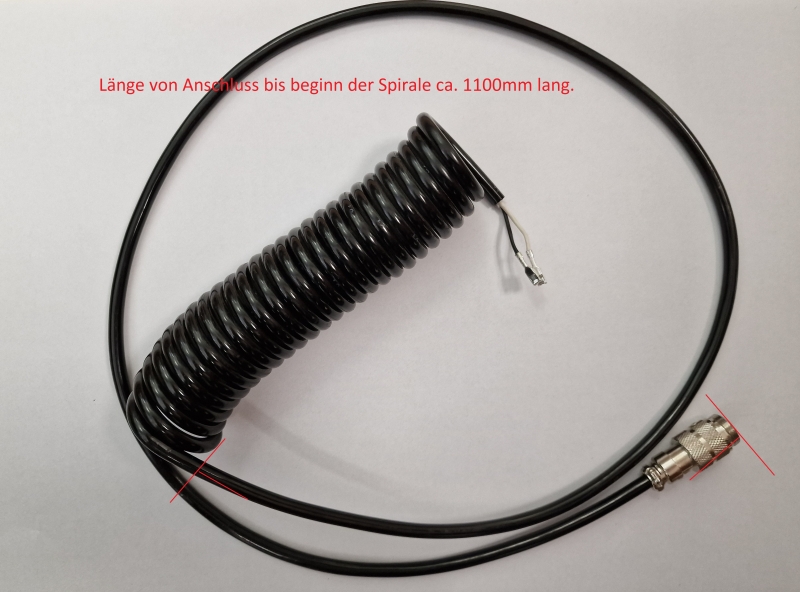Spiral cable with coupling L: approx. 1100 for unlocking side RP-6213, RP-6214B H: 3600